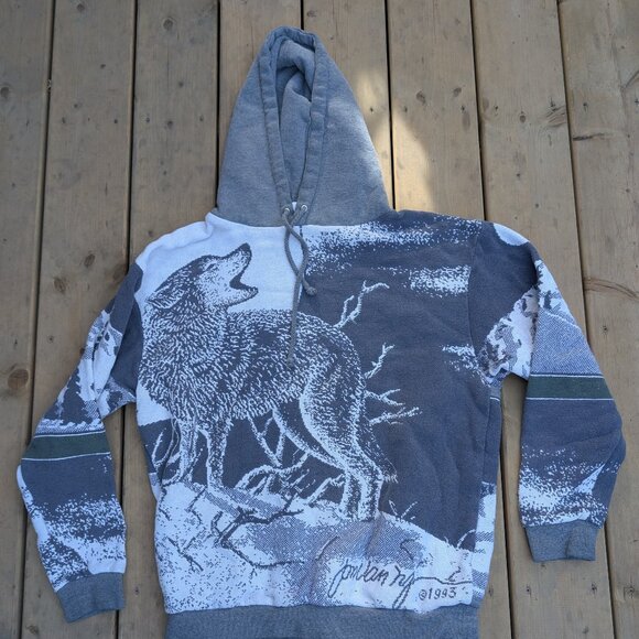 Rye Dylan Reworks Handmade Wolf Sweater Hoodie - Picture 1 of 9